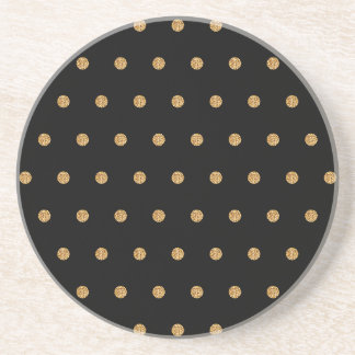 Gouden polka stippen op zwarte zandsteen onderzett onderzetter