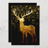 Gouden Polygoon Geometrisch Herten Feestdagenkaart (Voorkant / Achterkant)