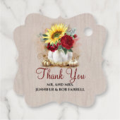 Gouden Pompoen Bourgogne Roos en Zonnebloem Bruilo Bedankjes Labels (Achterkant)