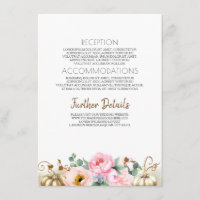 Gouden Pompoen Roze Bloemen Vaas Bruiloft Informat