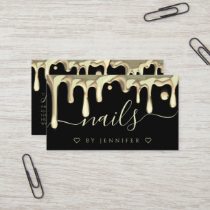 Gouden Poolse druppels nagels Artiest QR-code Zwar Visitekaartje
