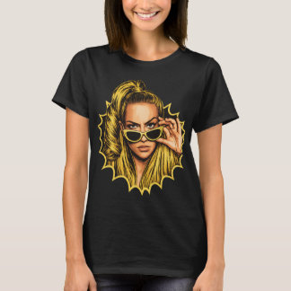 Gouden Pop-Art Diva – Retro stripstijl T-shirt