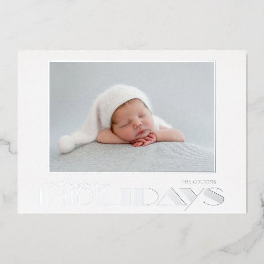 Gouden Prettig Festen Foto Folie Kerstkaart Folie Feestdagenkaart (Voorkant)