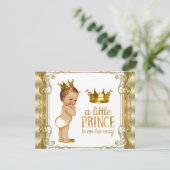 Gouden Prins Baby Shower Kaart (Staand voorkant)