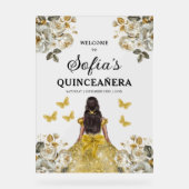 Gouden Prinses Quinceañera Verjaardag Welkom Acryl Bord (Voorkant)