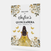 Gouden Prinses Quinceañera Verjaardag Welkom Acryl Bord (Hoek)