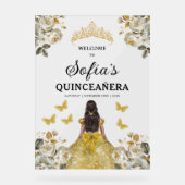 Gouden Prinses Quinceañera Verjaardag Welkom Acryl Bord (Voorkant)