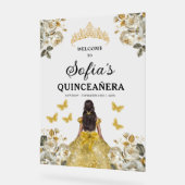 Gouden Prinses Quinceañera Verjaardag Welkom Acryl Bord (Hoek)