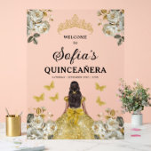 Gouden Prinses Quinceañera Verjaardag Welkom Acryl Bord (Huwelijk)