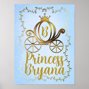 Gouden Prinsessenkoets Blauwe Verhalenboek Persoon Poster