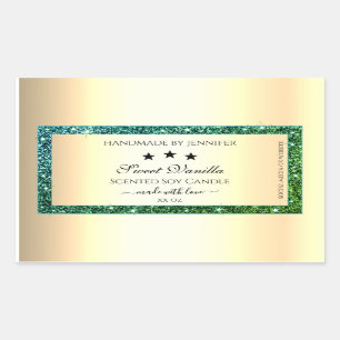 Gouden Product Verpakkingsetiketten Blauwgroen Gro Rechthoekige Sticker