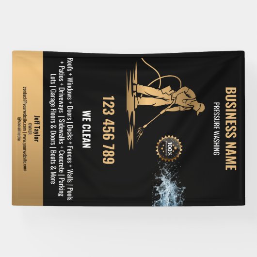 Gouden Professionele Druk Wassen Macht Wassen Spandoek (Horizontaal)