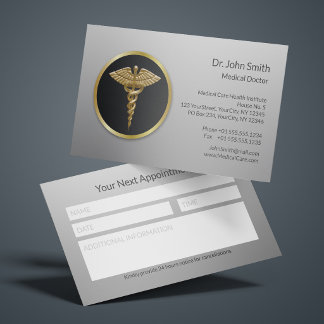 Gouden professionele medische caduceus notitiebox afsprakenkaartje