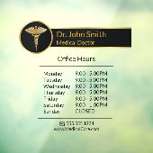 Gouden professionele medische caduceus openingsure raamsticker (Vel 3)