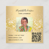 Gouden profielfoto qr code vierkante visitekaartje (Achterkant)