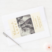 Gouden Proost op Liefde Bruiloft Foto Wijnfles Rechthoekige Sticker (Envelop)