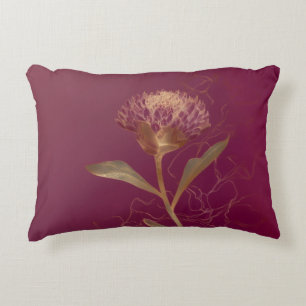 Gouden Protea Bloem Burgundy Botanische Lijntekeni Accent Kussen