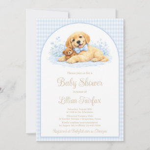 Gouden Puppy Baby Shower Uitnodiging voor Jongen –