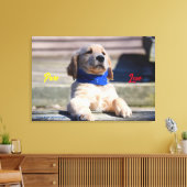 Gouden Puppy met Bandana - Canvas (Insitu (Woonkamer))