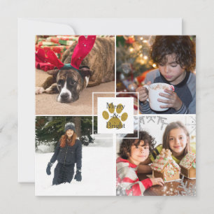 Gouden puppy poot Kerstvakantie 4 foto op maat Feestdagenkaart
