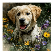 Gouden Puppy Wilde Bloem Vreugde