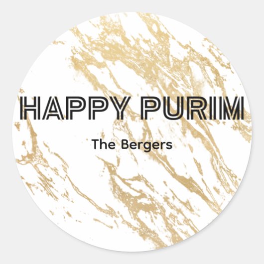 Gouden Purim-etiket Ronde Sticker (Voorkant)