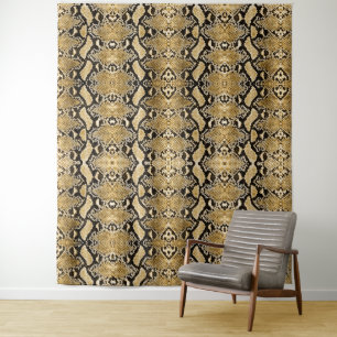 Gouden Python Slangenhuid Achtergrond Wandkleed
