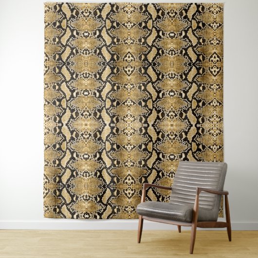 Gouden Python Slangenhuid Achtergrond Wandkleed (In situ)