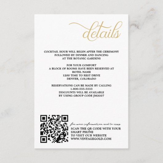  gouden QR-code en gegevens Informatiekaartje (Voorkant)