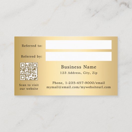 Gouden qr code zakelijke logo verwijzingskaart kortingskaartje (Achterkant)