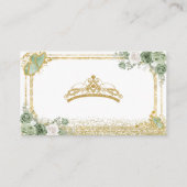 Gouden Quinceañera Sage Groene Kroon Gift Registry Informatiekaartje (Achterkant)