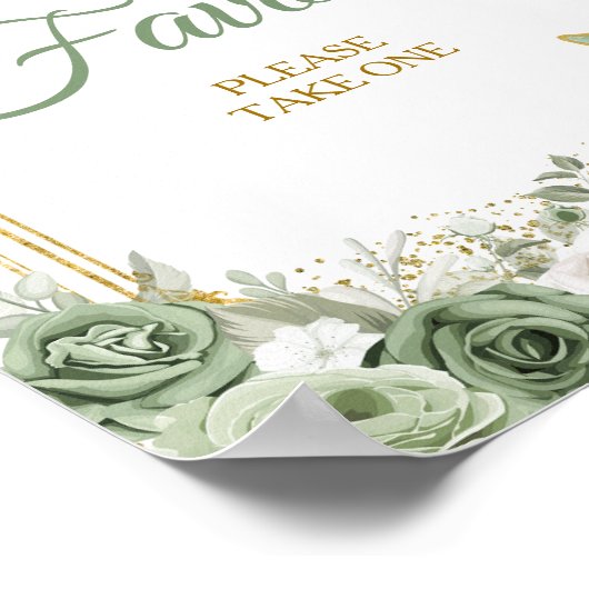 Gouden Quinceañera Sage Groene Kroon Vlinder Favor Poster (Hoek)