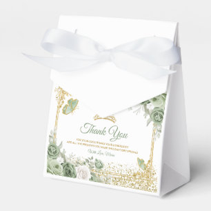 Gouden Quinceañera Sage Groene Kroonvlinder Bedankdoosjes