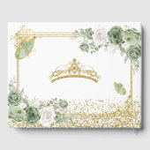 Gouden Quinceañera Sage Groene Kroonvlinder Gastenboek (Achterkant)