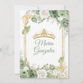 Gouden Quinceañera Sage Groene Kroonvlinder Kaart (Achterkant)