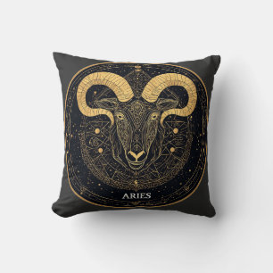 Gouden Ram Dierenriemsymbool Met Ornamenten Kussen
