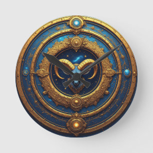 Gouden Ram Zodiac Schild Ronde Klok
