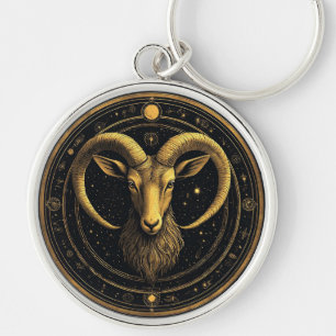 Gouden Ram Zodiac Schild Sleutelhanger