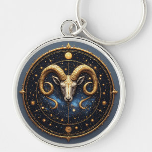 Gouden Ram Zodiac Schild Sleutelhanger