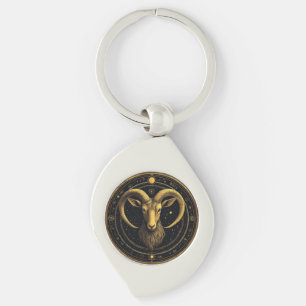 Gouden Ram Zodiac Schild Sleutelhanger