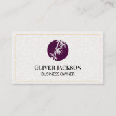 Gouden rand | Bamboe pictogram | Papierstructuur Visitekaartje (Voorkant)