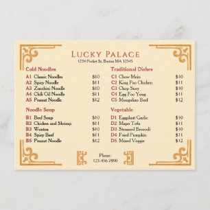 Gouden rand Chinees restaurant plat menu