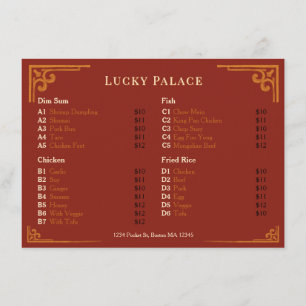 Gouden rand Chinees restaurant rood plat menu
