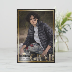 Gouden rand duo afstudeer afstudeerfoto aankondigi kaart