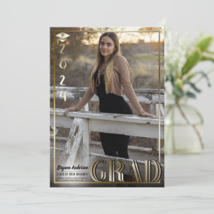 Gouden rand Duo Grad 2024 Afstuderen foto Kaart
