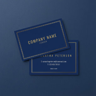 Gouden rand effect, blauw professioneel visitekaartje