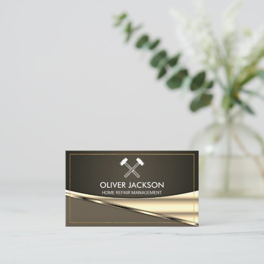 Gouden rand | Metallic achtergrond | Gereedschap Visitekaartje (Staand voorkant)