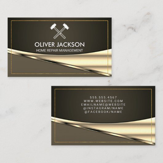 Gouden rand | Metallic achtergrond | Gereedschap Visitekaartje (Voorkant / Achterkant)