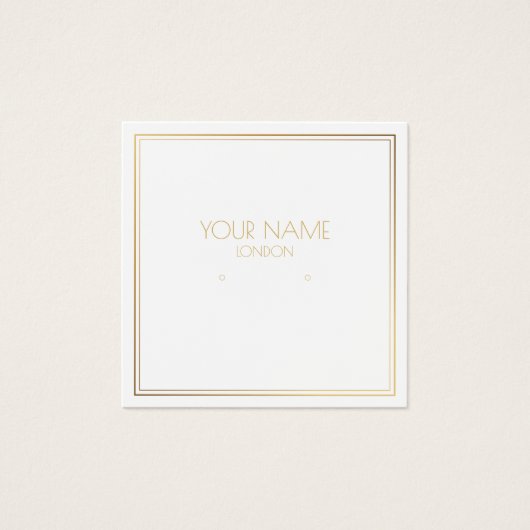 Gouden rand oorbelhouder met effect vierkante visitekaartjes (Voorkant)