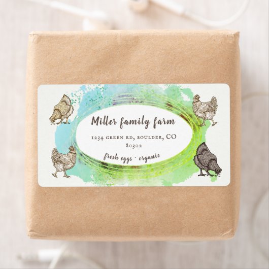 Gouden Rand Roze Modern Ei Carton Label (Insitu)